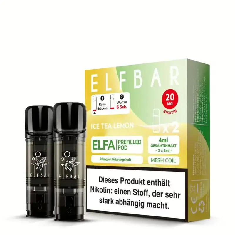 Elfbar ELFA Pods - 2% Nikotin (2 Stk. pro Packung) - Mehrweg Pod System / 10 Packungen