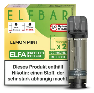 Elfbar ELFA Pods - 2% Nikotin (2 Stk. pro Packung) - Mehrweg Pod System / 10 Packungen