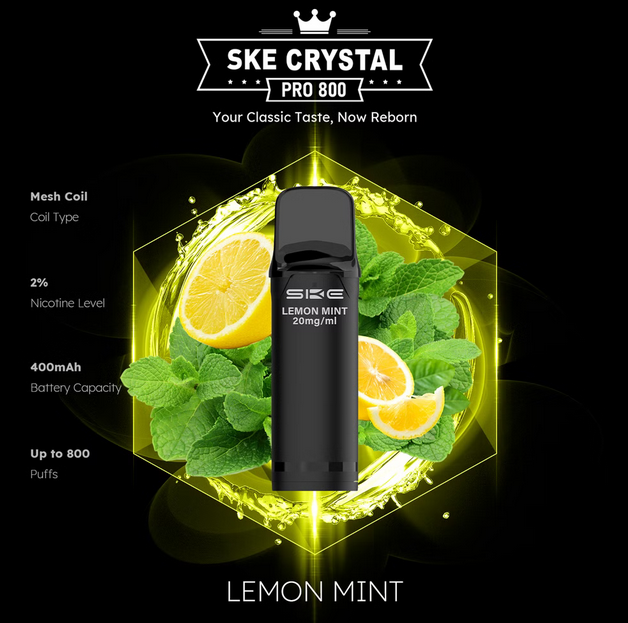 SKE Crystal Pro 800 - 2% Nikotin (2 Stk. pro Packung) - Mehrweg Pod System / 10 Stück