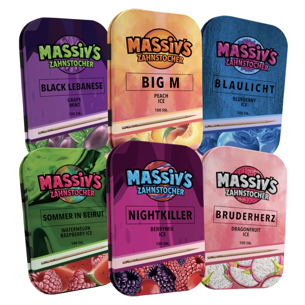 Massiv’s Zahnstocher – 6 Packungen à 100 Stück, verschiedene Geschmacksrichtungen