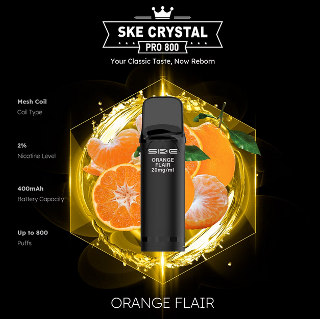 SKE Crystal Pro 800 - 2% Nikotin (2 Stk. pro Packung) - Mehrweg Pod System / 10 Stück