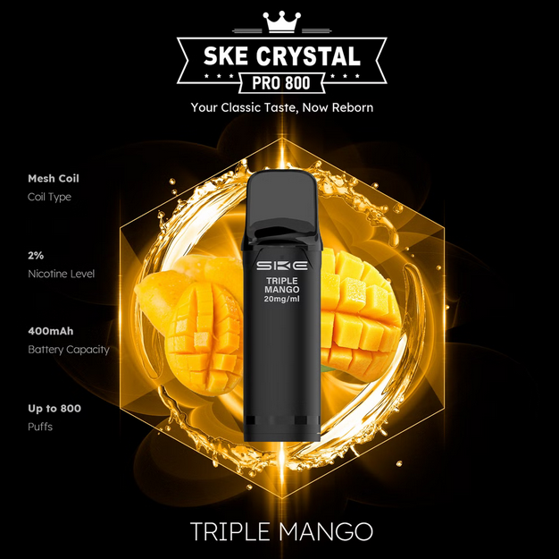 SKE Crystal Pro 800 - 2% Nikotin (2 Stk. pro Packung) - Mehrweg Pod System / 10 Stück