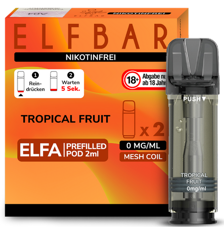 Elfbar ELFA Pods - 0% Nikotin (2 Stk. pro Packung) - Mehrweg Pod System / 10 Packungen