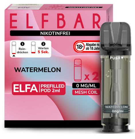 Elfbar ELFA Pods - 0% Nikotin (2 Stk. pro Packung) - Mehrweg Pod System / 10 Packungen